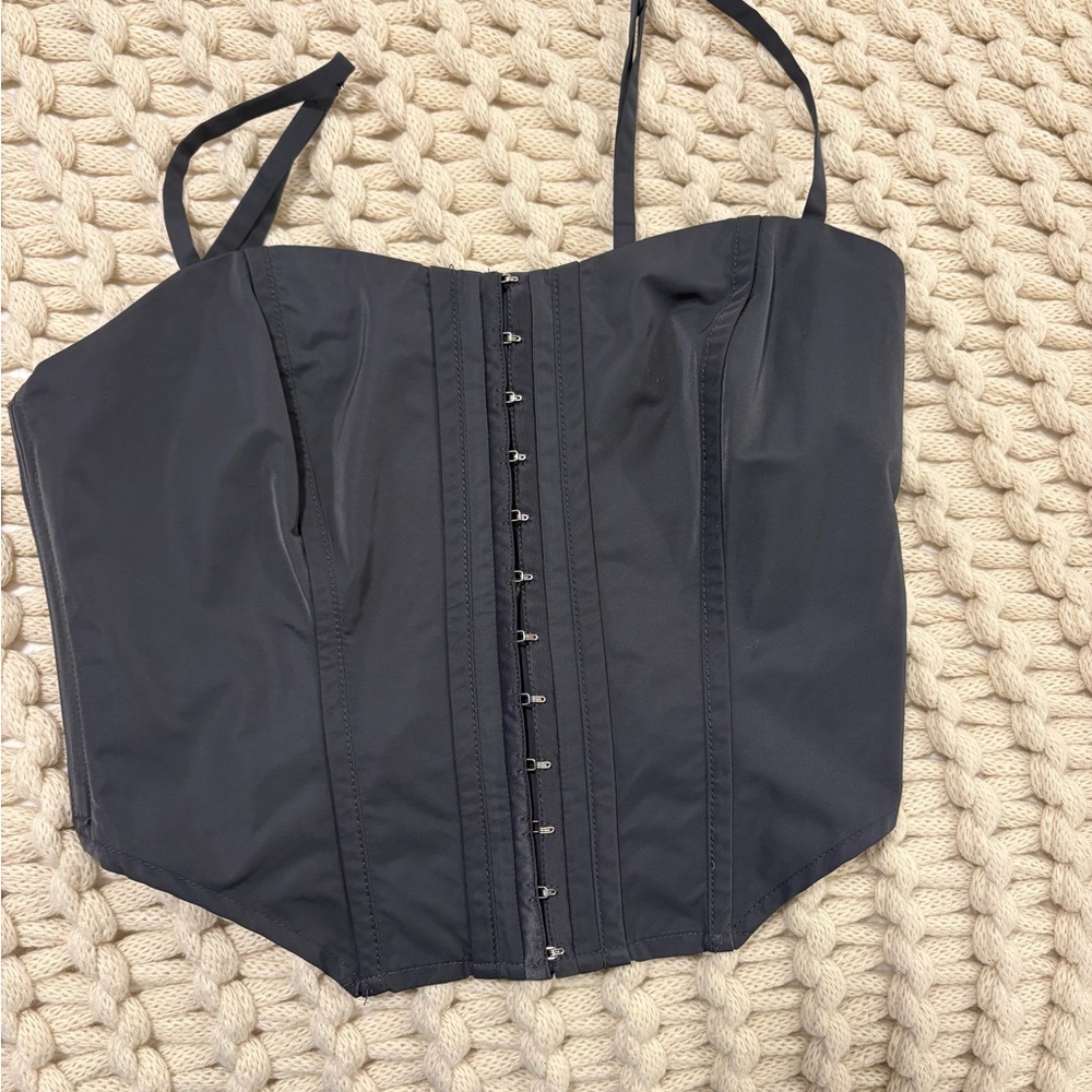 Reformation Black Corset Blouse